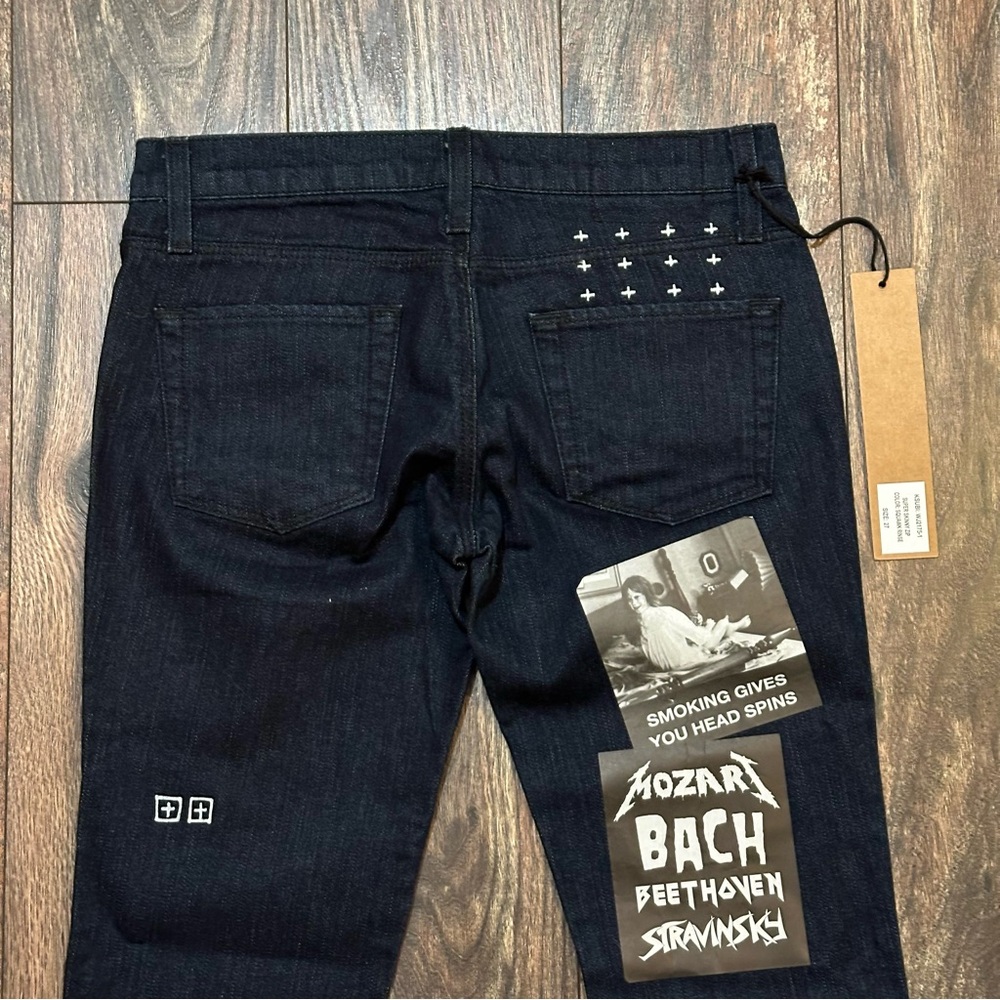Ksubi Black Skinny Jeans with White Studs & Graphics